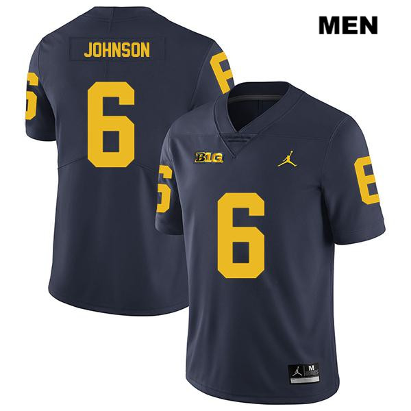 Men's NCAA Michigan Wolverines Cornelius Johnson #6 Navy Jordan Brand Authentic Stitched Legend Football College Jersey DN25N25EO